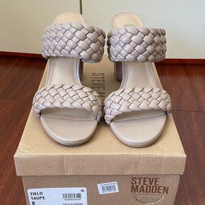 Steve Madden Tielo Block Heeled Sandal (Taupe, Size 8)